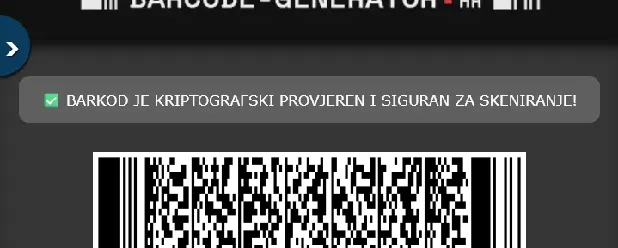 Kriptografska provjera barkoda za plaćanje u aplikaciji Barcode generator HR